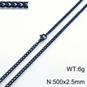 Simple and personalized 500 × 2.5mm stainless steel multi sided grinding chain charm black necklace - KN250872-Z