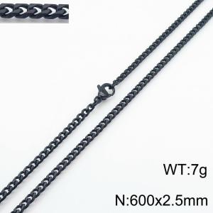 Simple and personalized 600 × 2.5mm stainless steel multi sided grinding chain charm black necklace - KN250874-Z