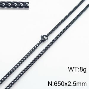 Simple and personalized 650 × 2.5mm stainless steel multi sided grinding chain charm black necklace - KN250875-Z
