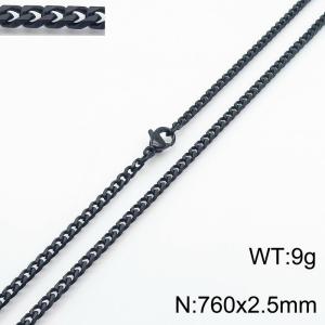 Simple and personalized 760 × 2.5mm stainless steel multi sided grinding chain charm black necklace - KN250877-Z
