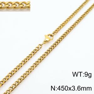 Simple and personalized 450 × 3.6mm stainless steel multi sided grinding chain charm gold necklace - KN250885-Z