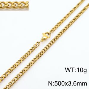 Simple and personalized 500 × 3.6mm stainless steel multi sided grinding chain charm gold necklace - KN250886-Z