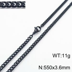 Simple and personalized 550 × 3.6mm stainless steel multi sided grinding chain charm black necklace - KN250894-Z