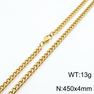 Wholesale Simple 450x4mm Wide Cuban Chain 18k Gold Plated Stainless Steel Necklace Link Choker - KN250906-Z