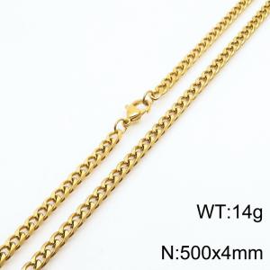 Wholesale Simple 500x4mm Wide Cuban Chain 18k Gold Plated Stainless Steel Necklace Link Choker - KN250907-Z