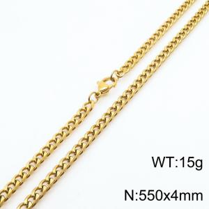 Wholesale Simple 550x4mm Wide Cuban Chain 18k Gold Plated Stainless Steel Necklace Link Choker - KN250908-Z
