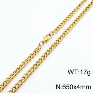 Wholesale Simple 650x4mm Wide Cuban Chain 18k Gold Plated Stainless Steel Necklace Link Choker - KN250910-Z