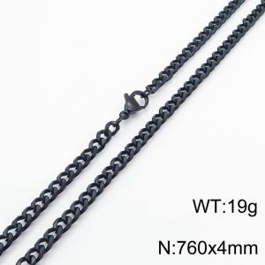 Wholesale Simple 760x4mm Wide Cuban Chain 18k Black Plated Stainless Steel Necklace - KN250919-Z
