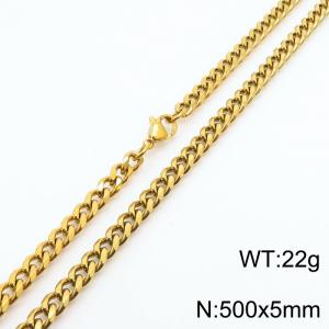 Wholesale Simple 500x5mm Wide Cuban Chain 18k Gold Plated Stainless Steel Necklace Link Choker - KN250928-Z