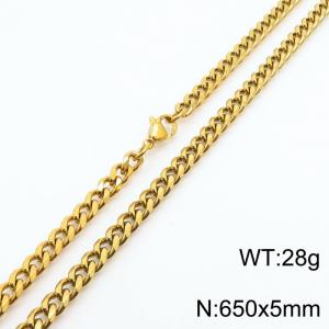 Wholesale Simple 650x5mm Wide Cuban Chain 18k Gold Plated Stainless Steel Necklace Link Choker - KN250931-Z