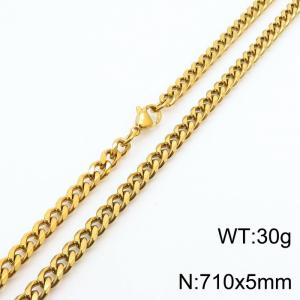 Wholesale Simple 710x5mm Wide Cuban Chain 18k Gold Plated Stainless Steel Necklace Link Choker - KN250932-Z