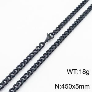 Wholesale Simple 450x5mm Wide Cuban Chain 18k Black Plated Stainless Steel Necklace - KN250934-Z