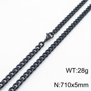 Wholesale Simple 710x5mm Wide Cuban Chain 18k Black Plated Stainless Steel Necklace - KN250939-Z