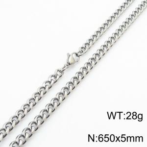 Wholesale Simple 650x5mm Wide Cuban Chain Stainless Steel Necklace Link Choker Jewelry - KN250945-Z