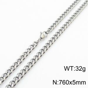 Wholesale Simple 760x5mm Wide Cuban Chain Stainless Steel Necklace Link Choker Jewelry - KN250947-Z