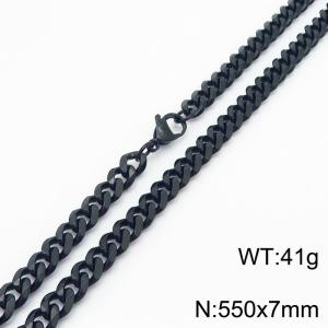 7mm 55cm stylish and minimalist stainless steel black Cuban chain necklace - KN250978-Z