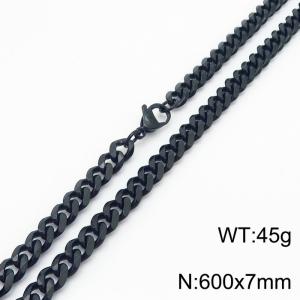 7mm 60cm stylish and minimalist stainless steel black Cuban chain necklace - KN250979-Z