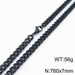 7mm 76cm stylish and minimalist stainless steel black Cuban chain necklace - KN250982-Z