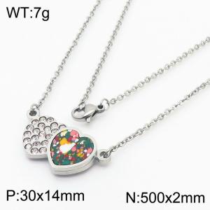 Stainless Steel Stone & Crystal Necklace - KN25099-K