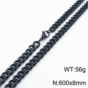 8mm 60cm stylish and minimalist stainless steel black Cuban chain necklace - KN251000-Z