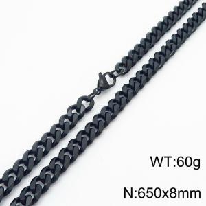 8mm 65cm stylish and minimalist stainless steel black Cuban chain necklace - KN251001-Z