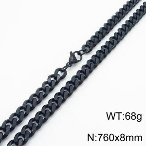 8mm 76cm stylish and minimalist stainless steel black Cuban chain necklace - KN251003-Z