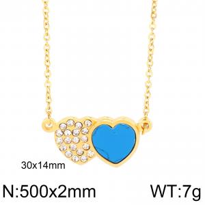 Stainless Steel Stone & Crystal Necklace - KN25101-K