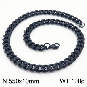 550x10mm Stainless Steel Cuban Necklace Men's and Women's Jewelry - KN251041-Z