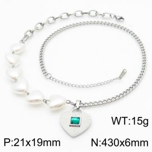 Light luxury splicing heart-shaped titanium steel necklace - KN251085-KSP