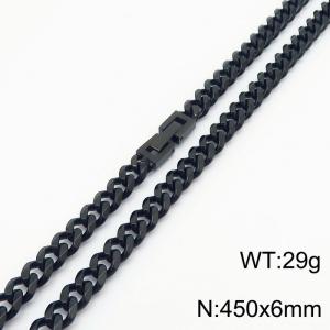 Titanium steel black hexagonal ground Cuban chain 450 * 6mm necklace - KN251094-Z
