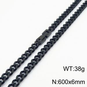 Titanium steel black hexagonal ground Cuban chain 600 * 6mm necklace - KN251097-Z