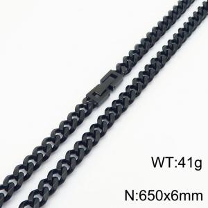 Titanium steel black hexagonal ground Cuban chain 650 * 6mm necklace - KN251098-Z