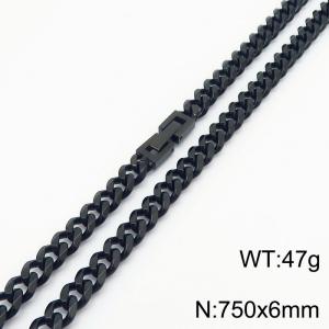 Titanium steel black hexagonal ground Cuban chain 750 * 6mm necklace - KN251100-Z