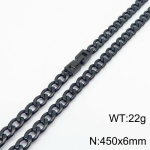 45cm Long Black Color Cuban Link Chain Stainless Steel Necklace For Men - KN251108-Z