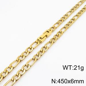 45cm Long Gold Color Figaro Chain Stainless Steel Necklace For Men - KN251122-Z