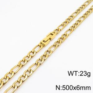 50cm Long Gold Color Figaro Chain Stainless Steel Necklace For Men - KN251123-Z