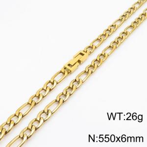 55cm Long Gold Color Figaro Chain Stainless Steel Necklace For Men - KN251124-Z