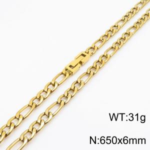 65cm Long Gold Color Figaro Chain Stainless Steel Necklace For Men - KN251126-Z