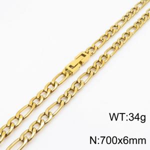 70cm Long Gold Color Figaro Chain Stainless Steel Necklace For Men - KN251127-Z