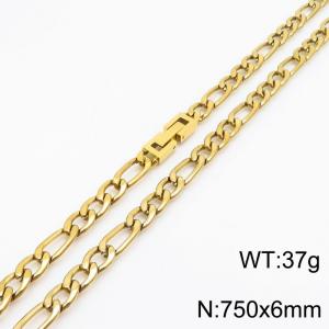 75cm Long Gold Color Figaro Chain Stainless Steel Necklace For Men - KN251128-Z