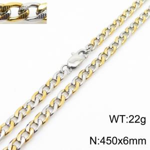 450mm Stainless Steel Necklace Cuban Link Chain Silver Mix Gold Color - KN251151-Z