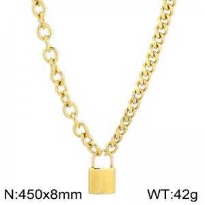 Stainless steel splicing chain lock head pendant necklace - KN251299-Z