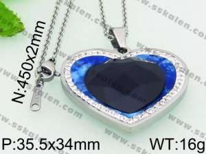 Stainless Steel Stone & Crystal Necklace - KN25235-K