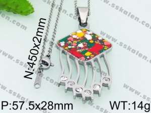 Stainless Steel Stone & Crystal Necklace - KN25239-K