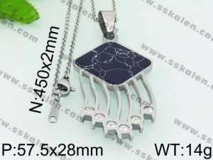 Stainless Steel Stone & Crystal Necklace - KN25241-K