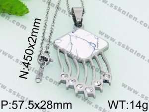 Stainless Steel Stone & Crystal Necklace - KN25242-K