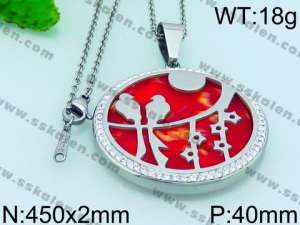 Stainless Steel Stone Necklace - KN25599-K