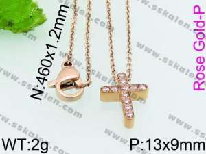 SS Rose Gold-Plating Necklace - KN25743-JE