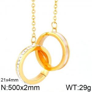Stainless Steel Stone & Crystal Necklace - KN26785-K