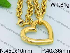 SS Gold-Plating Necklace - KN26838-Z